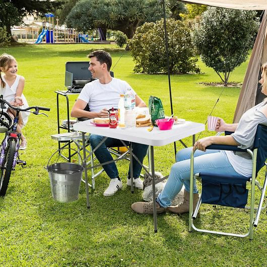 Fish Cleaning Table with 2 Sinks and 360?° Rotatable Fauce-White
