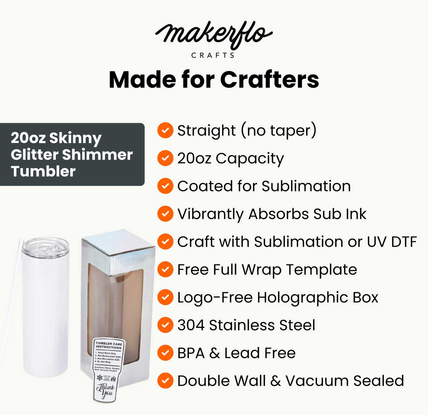 20oz Skinny Tumbler Glitter Shimmer